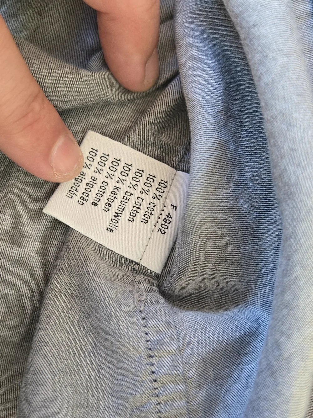 LACOSTE Dark Blue Chambray Button-Up Shirt - Picture 8 of 12